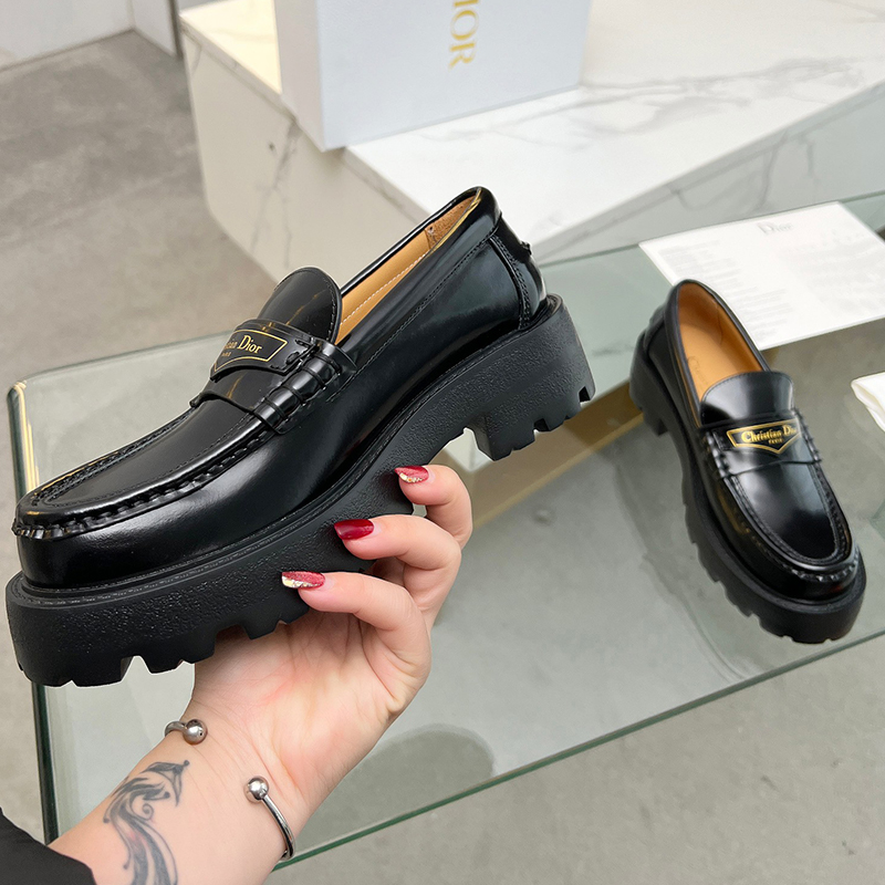 ディオール（DIOR）レザー 靴 シューズ 厚底 ローファー レディース