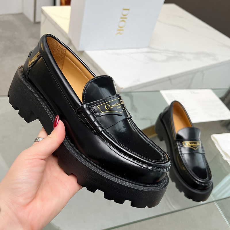 ディオール（DIOR）レザー 靴 シューズ 厚底 ローファー レディース