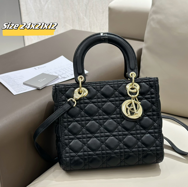 Dior(ディオール) S級品 カーフスキン Lady Dior 24cmミニバッグ ハンドバッグ ショルダーバッグ レディース
