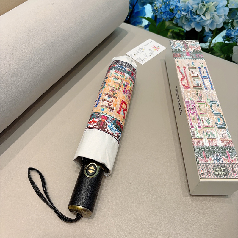 エルメス（HERMES）晴雨兼用 傘 日傘 自動折り たたみ傘 レディース