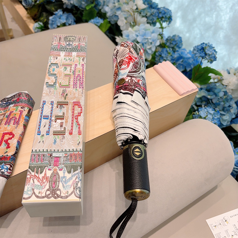 エルメス（HERMES）晴雨兼用 傘 日傘 自動折り たたみ傘 レディース