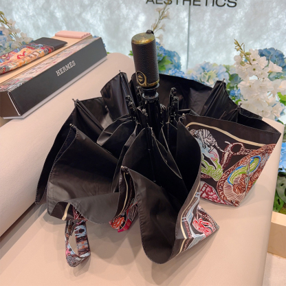 エルメス（HERMES）晴雨兼用 傘 日傘 自動折り たたみ傘 レディース