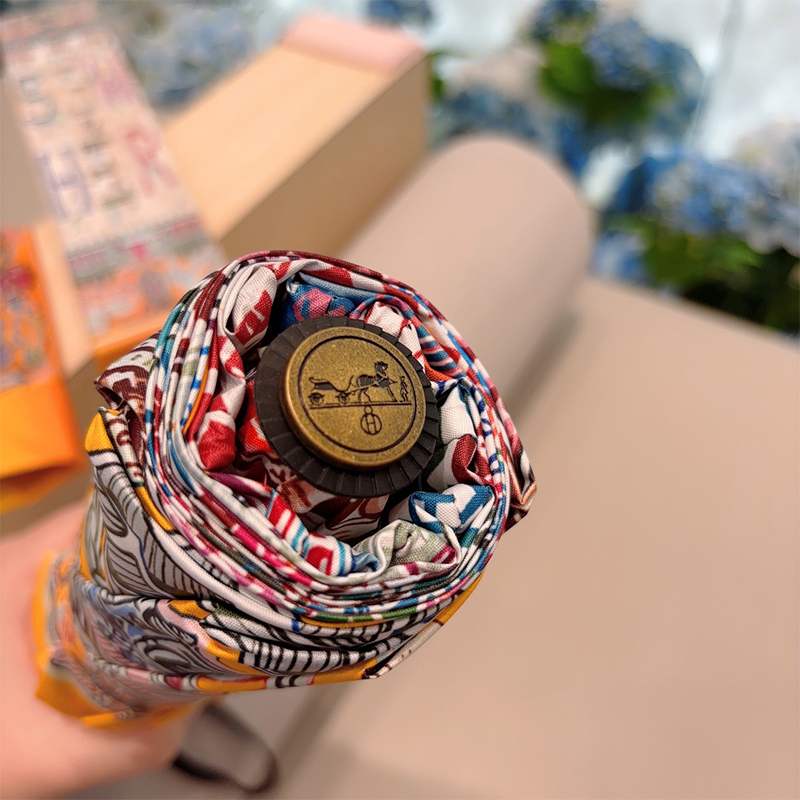 エルメス（HERMES）晴雨兼用 傘 日傘 自動折り たたみ傘 レディース