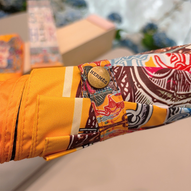 エルメス（HERMES）晴雨兼用 傘 日傘 自動折り たたみ傘 レディース