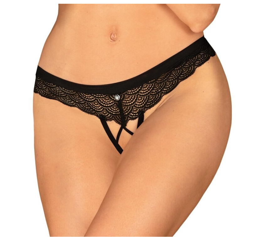 Obsessive Chemeris 黑色丁字褲，彈性蕾絲設計，展現迷人曲線與舒適感。