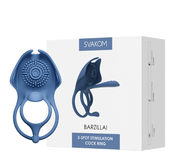 SVAKOM Barzillai 魔鬼魚電動鎖精環，雙環設計，11震動模式與5強度選項，增強快感。