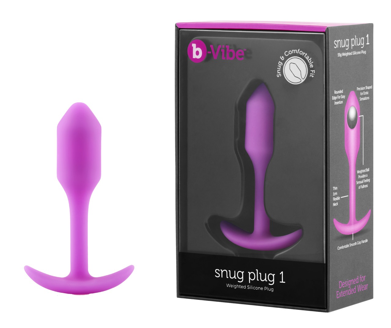 b-Vibe Snug Plug 1 後庭塞，醫療級矽膠設計，適合後庭新手使用，提供舒適的佩戴感。