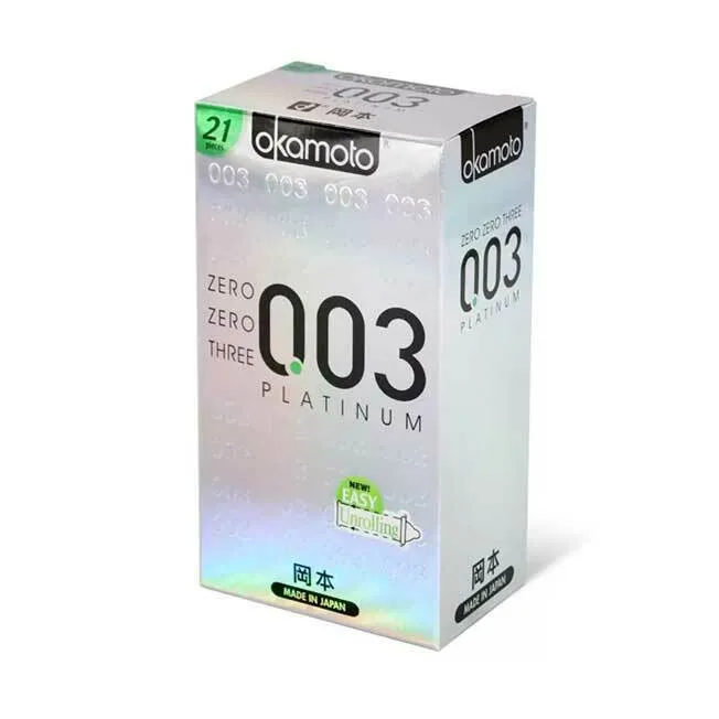Okamoto 0.03 白金超薄乳膠安全套，Easy Rolling設計，雙重電子測試，保證使用安全與舒適。