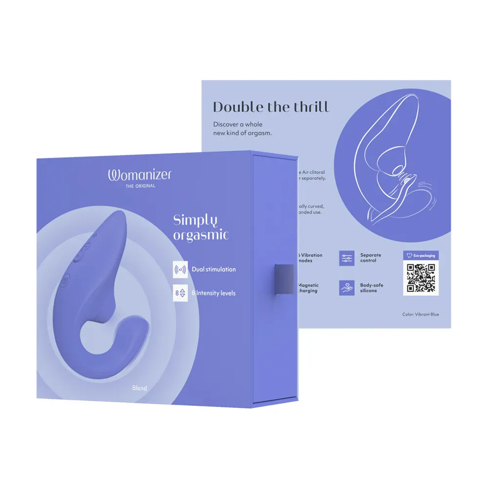 Womanizer Blend 陰蒂吸啜+G點按摩器，靈活彎曲設計，雙重刺激，90分鐘充電可持續使用。