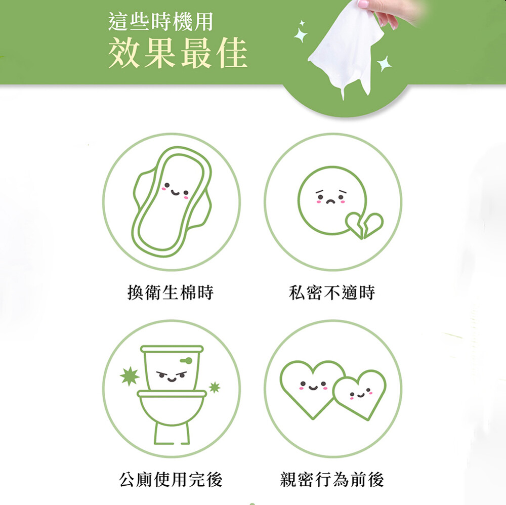 Relove 私密肌30秒面膜濕紙巾，溫和清潔私密部位，快速去除異味，保持清爽。