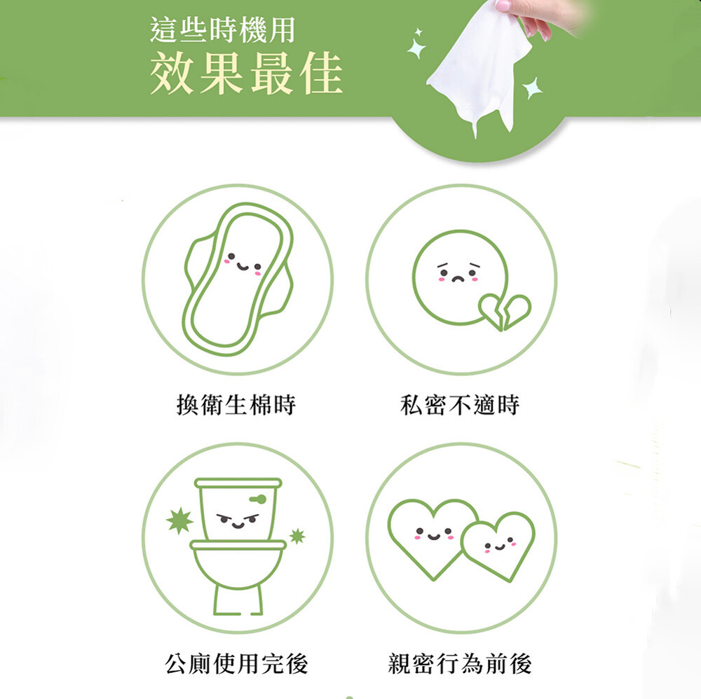 Relove 私密肌30秒面膜濕紙巾，溫和清潔私密部位，快速去除異味，保持清爽。