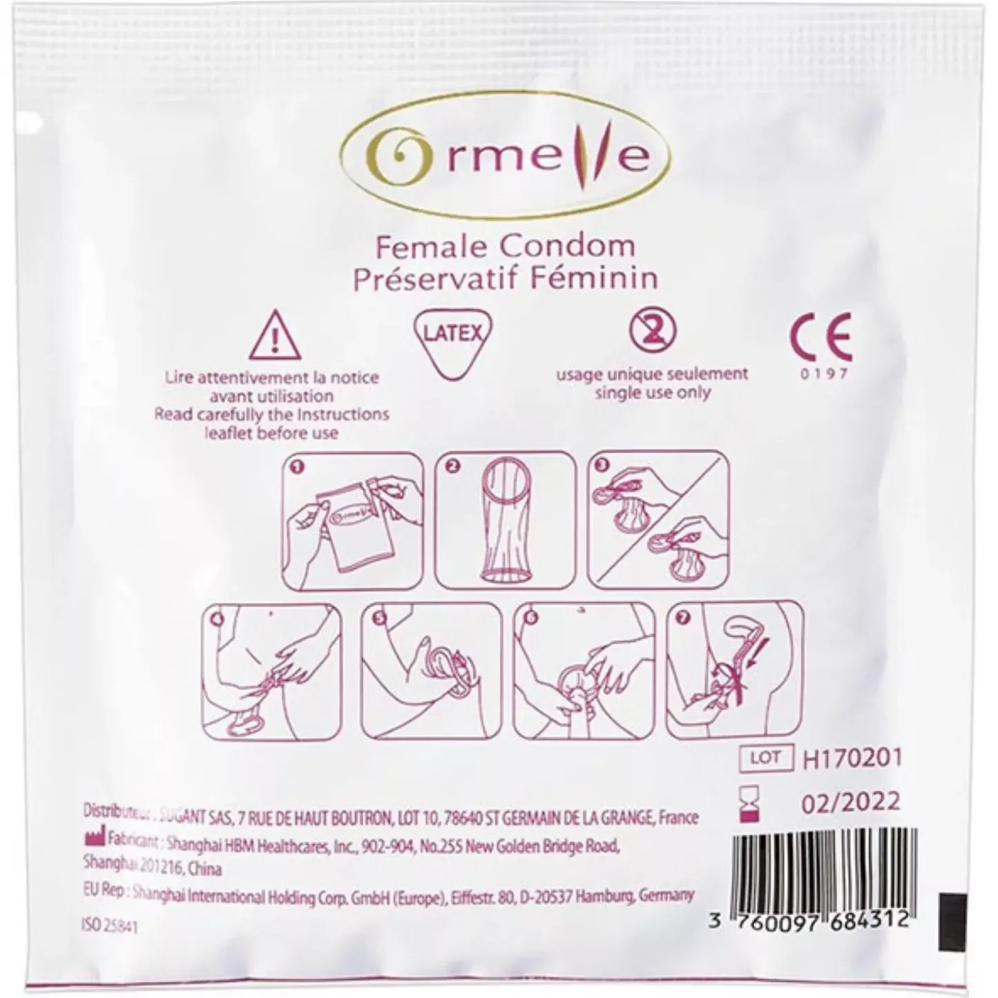ASHA INTERNATIONAL - ORMELLE FEMALE CONDOMS 5 PCS