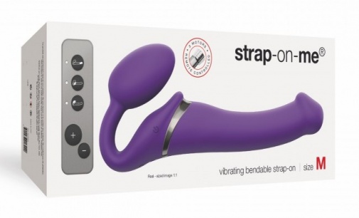 Strap-On-Me 紫色振動仿真陽具，柔軟液態矽膠，G點與陰蒂雙重刺激。
