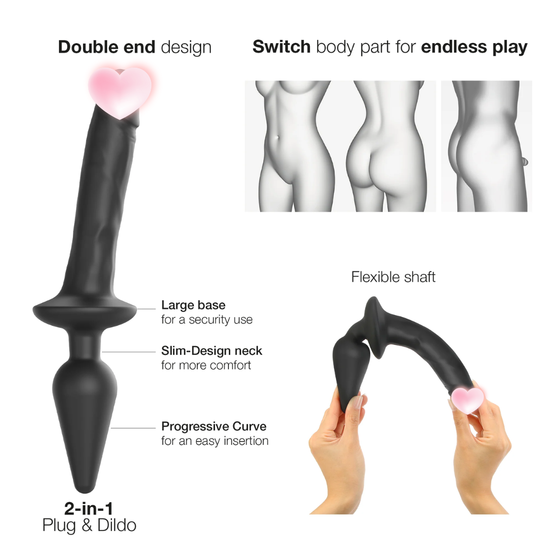 Strap-On-Me Swith Realistic L  矽膠雙頭 2合1 假陽具 黑色