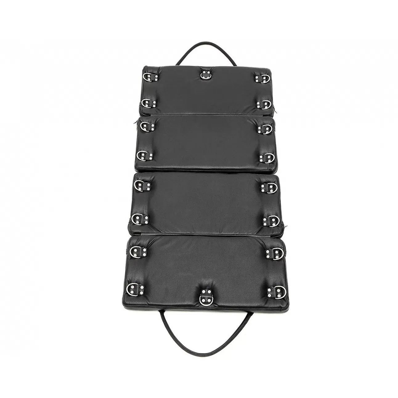 黑色A-One拘束床墊，鎖扣設計靈活可調，滿足不同SM情境需求。