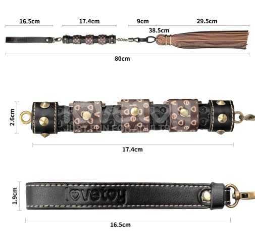 Lovetoy Rebellion Reign 皮鞭，黑棕色PU皮革，復古銅色尖刺，適合BDSM愛好者，提供多重感官刺激。