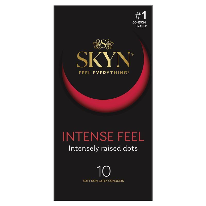 SKYN Intense Feel 凸點 PI 安全套 10 片裝，聚異戊二烯材質，無乳膠，立體凸點設計，增強快感體驗。