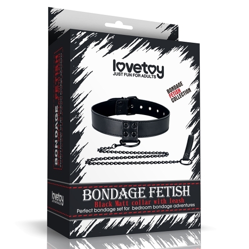 Lovetoy Bondage Fetish 頸圈連牽帶，黑色，優質人造皮革，51吋長牽帶設計，適合BDSM遊戲。