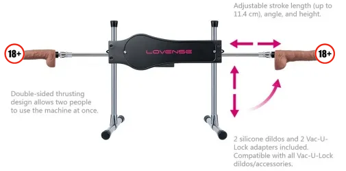 Lovense Sex Machine 自動性愛機器，應用程式控制，每分鐘 300 次推動，雙面推動設計，強力靜音馬達。