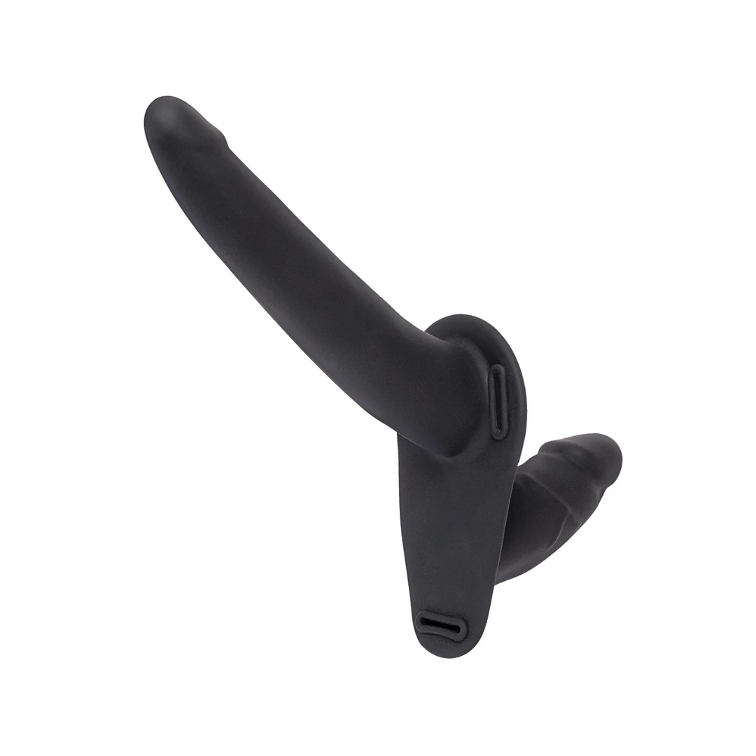 Lux Fetish 可調式穿戴假陽具，矽膠材質柔軟彈性，附加緞面眼罩，提升刺激與感官體驗。