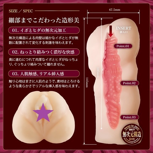 Magic Eyes 迷你版特濃濕潤名器，細小顆粒與褶皺交錯，模擬真實快感。
