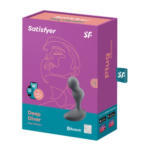 Satisfyer Deep Diver 震動後庭塞 (黑色/淺藍色)-SING DR