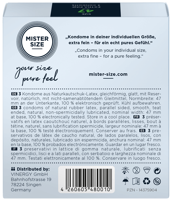 MISTER SIZE TEST BOX 乳膠安全套 47-49-53 (XS/S/M)) 3片裝