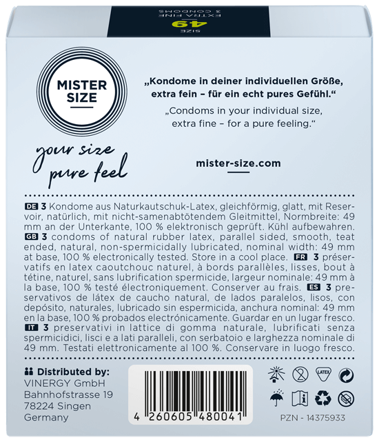 MISTER SIZE TEST BOX 乳膠安全套 47-49-53 (XS/S/M)) 3片裝