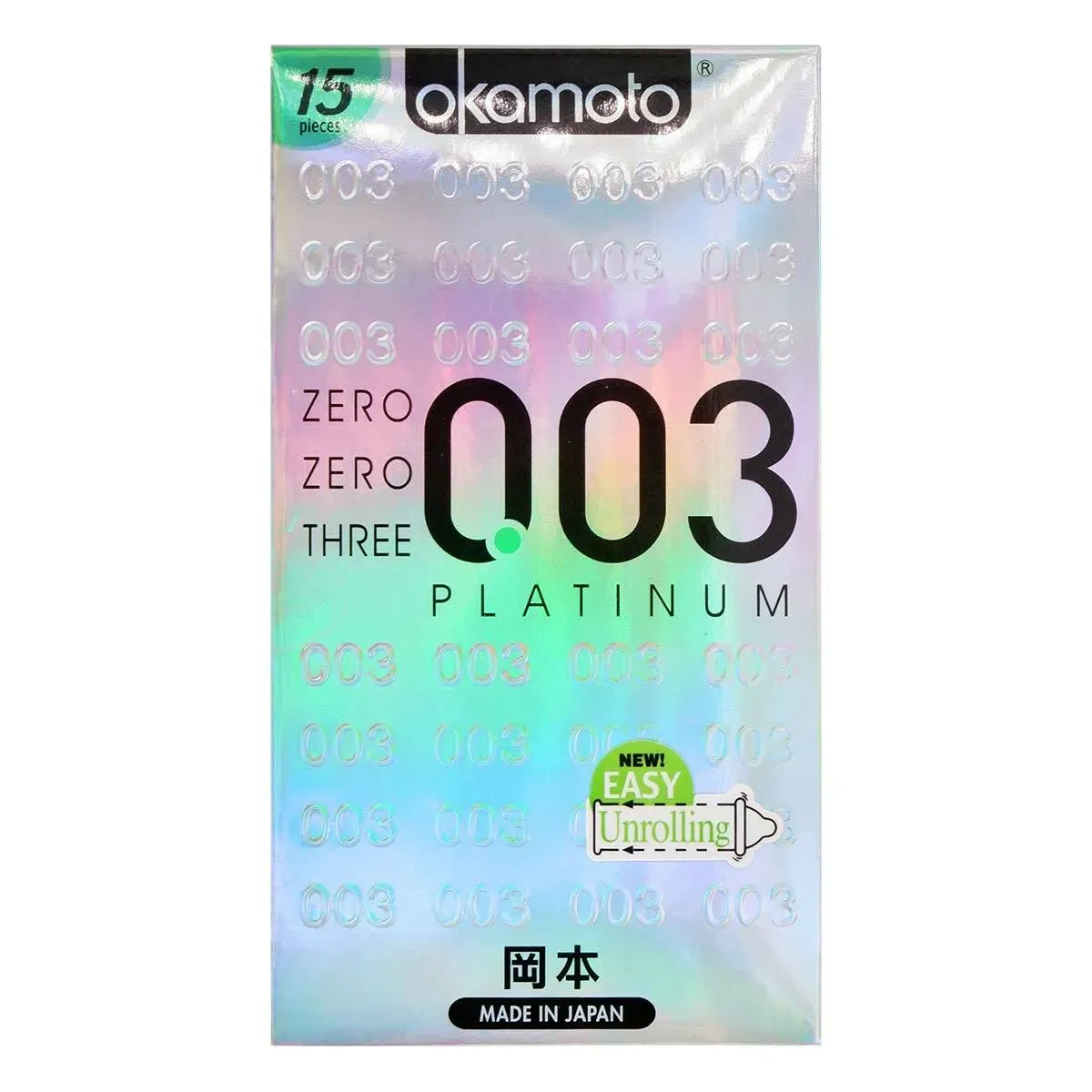 Okamoto 0.03 白金超薄安全套，天然乳膠，0.03mm厚度，提供真實的接觸感和舒適體驗。
