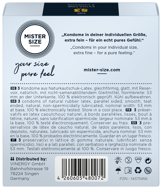 MISTER SIZE TEST BOX 乳膠安全套 47-49-53 (XS/S/M)) 3片裝