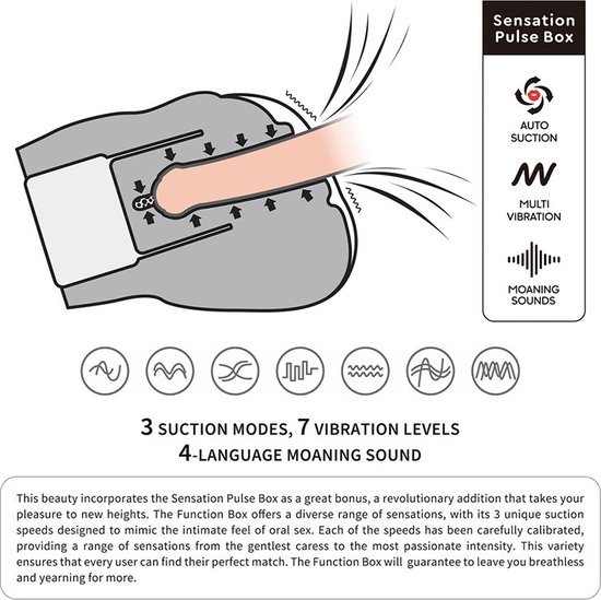真實的吸吮體驗，3段吸吮模式與7種振動頻率，帶來無與倫比的快感。