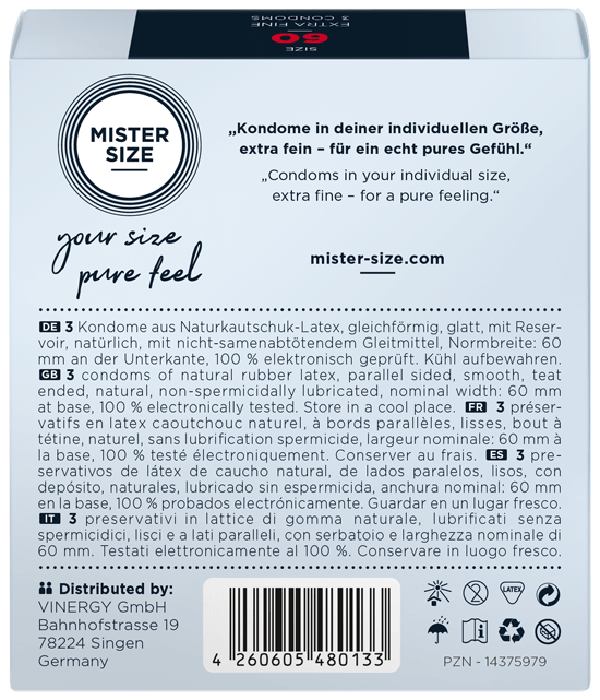 MISTER SIZE TEST BOX 乳膠安全套 53-57-60 (M/L/XL) 3片裝