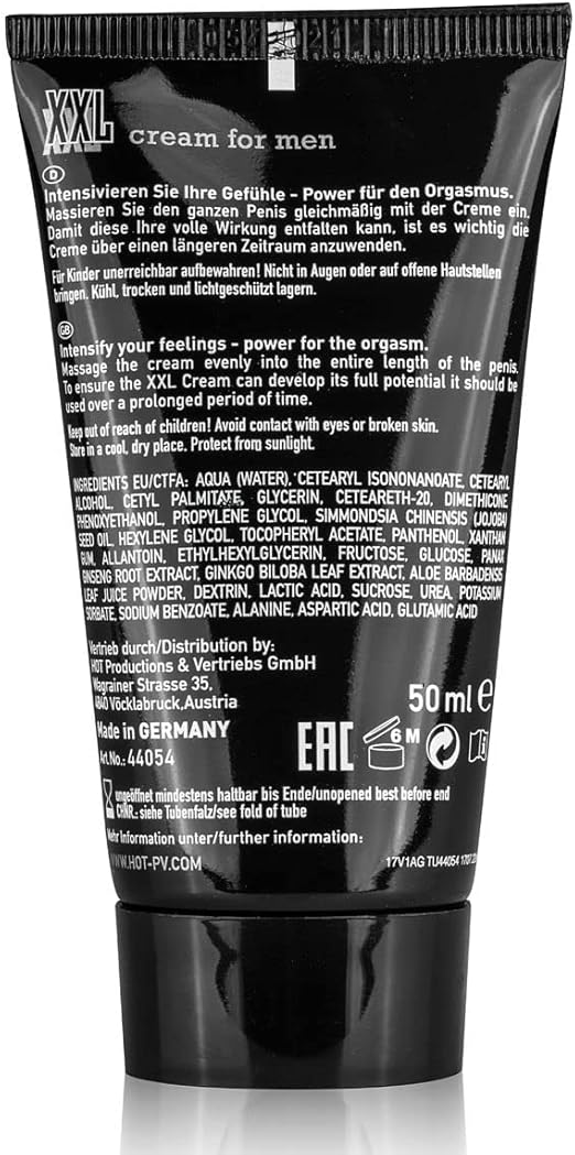 Hot XXL 男性增強霜，天然護理配方，深層滋潤，增強性愛愉悅感。