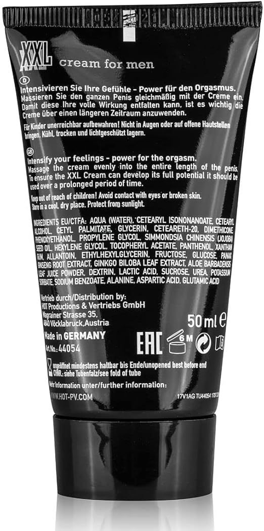 Hot XXL 男性增強霜，天然護理配方，深層滋潤，增強性愛愉悅感。