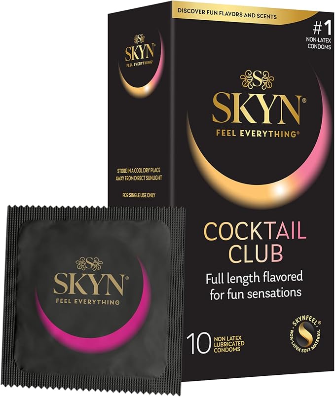 SKYN Cocktail Club 雞尾酒香味 PI安全套，Pina Colada、Passion Daiquiri、Cherry Sunrise香味，柔軟貼肌，無乳膠成分。