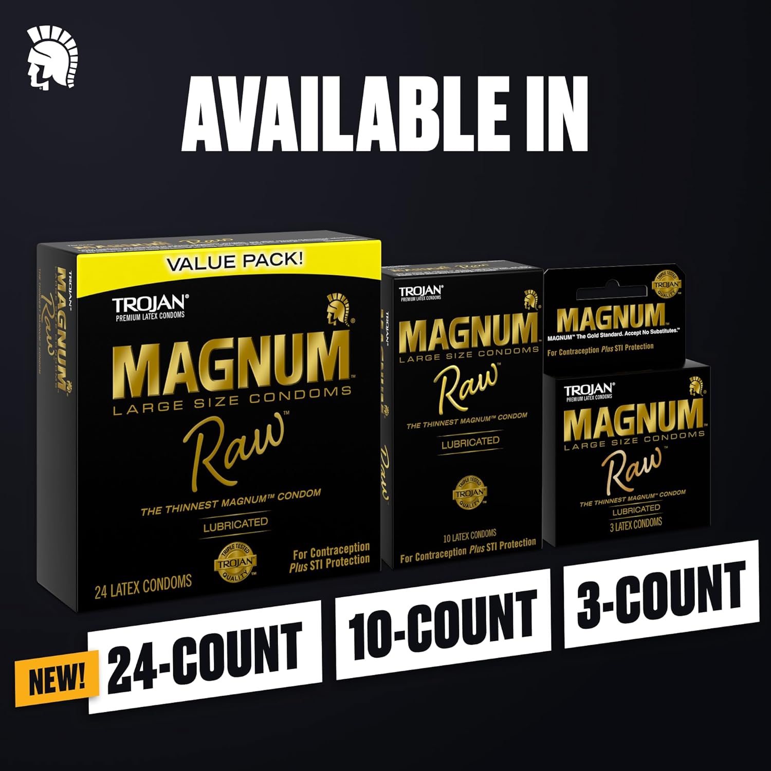 Trojan Magnum Raw 原始大尺寸避孕套 - 24 入
