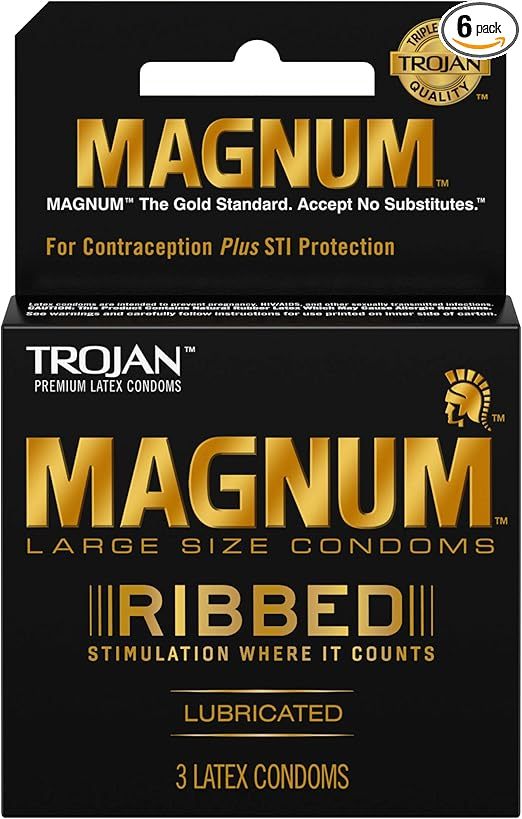Trojan 戰神 Magnum 羅紋設計大碼乳膠安全套，提升雙方快感與舒適度。