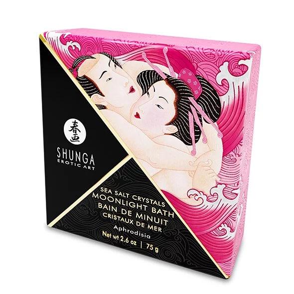 SHUNGA 夜月水晶死海浴鹽 75g，催情玫瑰香味，打造夢幻泡泡浴，帶來極致放鬆與感官享受。