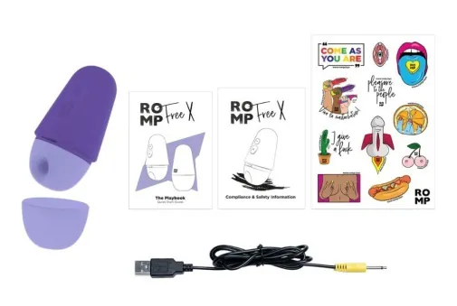 ROMP Free X 迷你陰蒂吸啜器，紫色，Pleasure Air 技術，10種強度，防水設計，旅行友好。