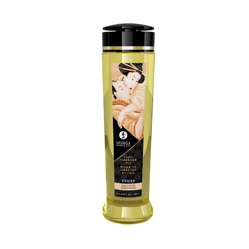 Shunga 慾望熱感有機按摩油 240ml，雲呢拿香氣，天然冷榨油配方，滋潤肌膚，滋潤不堵塞毛孔，適合情侶親密互動。