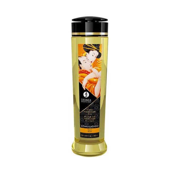 Shunga 刺激有機可食用按摩油 240ml，香桃味，天然冷榨油製成，可加熱使用，讓親密時刻更加甜美與放鬆。