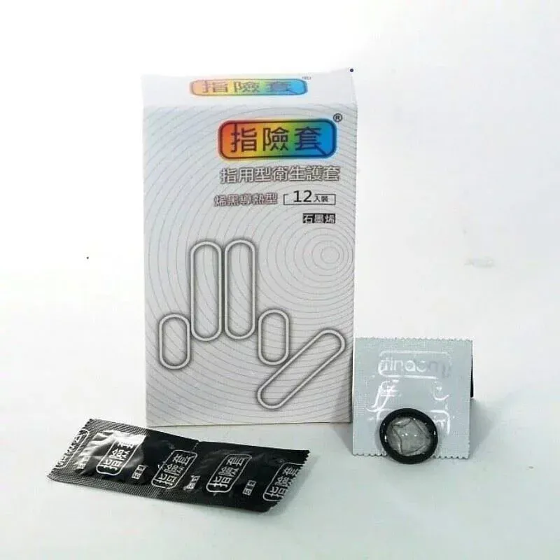 Findom 烯黑導熱型 乳膠指險套 12片裝