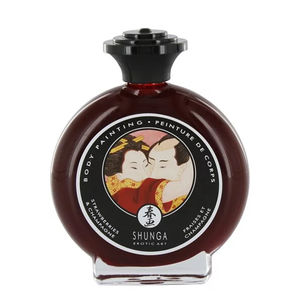 Shunga 可食用人體彩繪 100ml，士多啤梨香檳味，天然成分，適合素食者，親密互動更添甜美情趣。