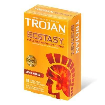 Trojan Ultra Ribbed Ecstasy 興奮橫紋狂喜 乳膠安全套 10片裝