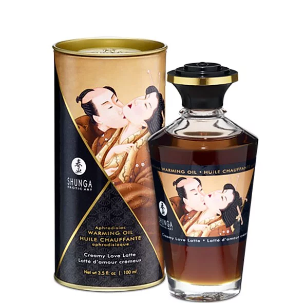 Shunga 催情熱感按摩油 拿鐵咖啡 100ml，溫熱感受激發敏感區域，增添親密情趣。