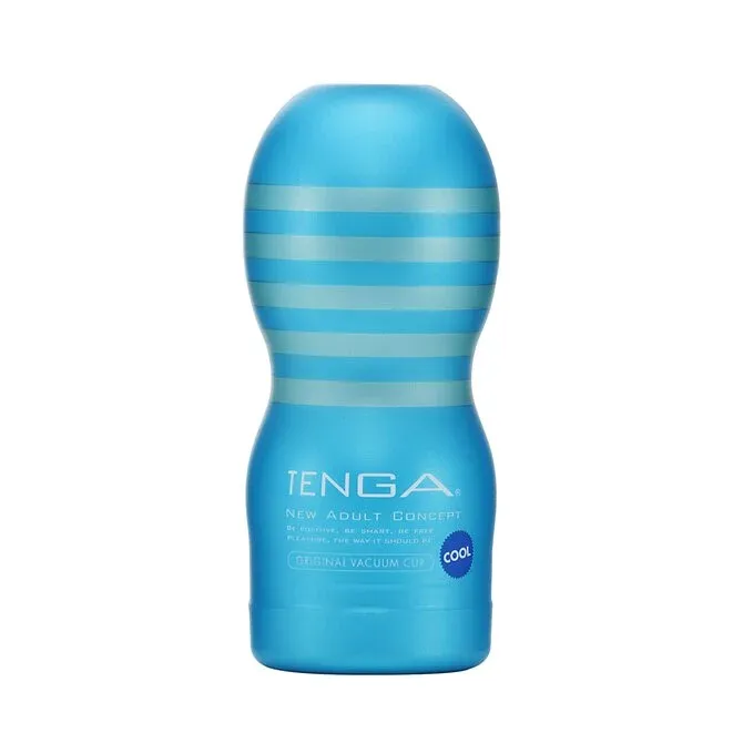 TENGA ORIGINAL VACUUM CUP 冰涼特別版，藍色沙漏形設計，真空吸吮技術，內含冷卻潤滑劑。