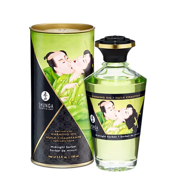 Shunga 青檸雪葩催情熱感按摩油 100mL，呼吸激活加溫，提升親密按摩體驗。