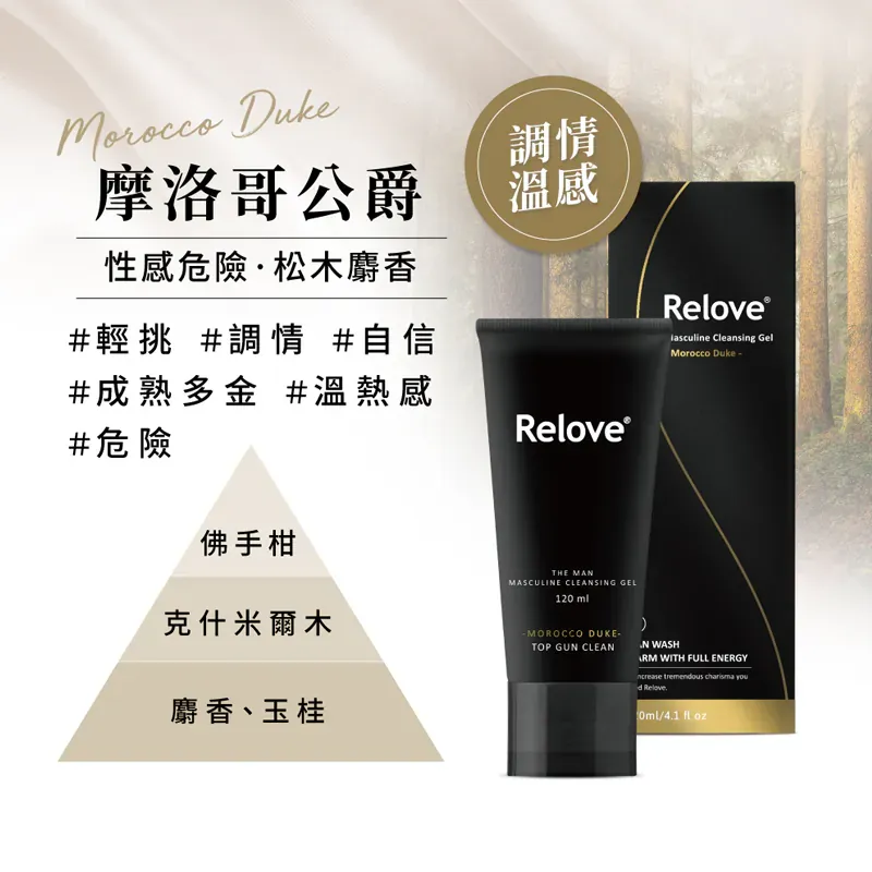 RELOVE 男性私密潔淨凝露 - 摩洛哥公爵(溫感)，清新宜人的西班牙薄荷與柑橘香氣，去除異味，保持長效清新。