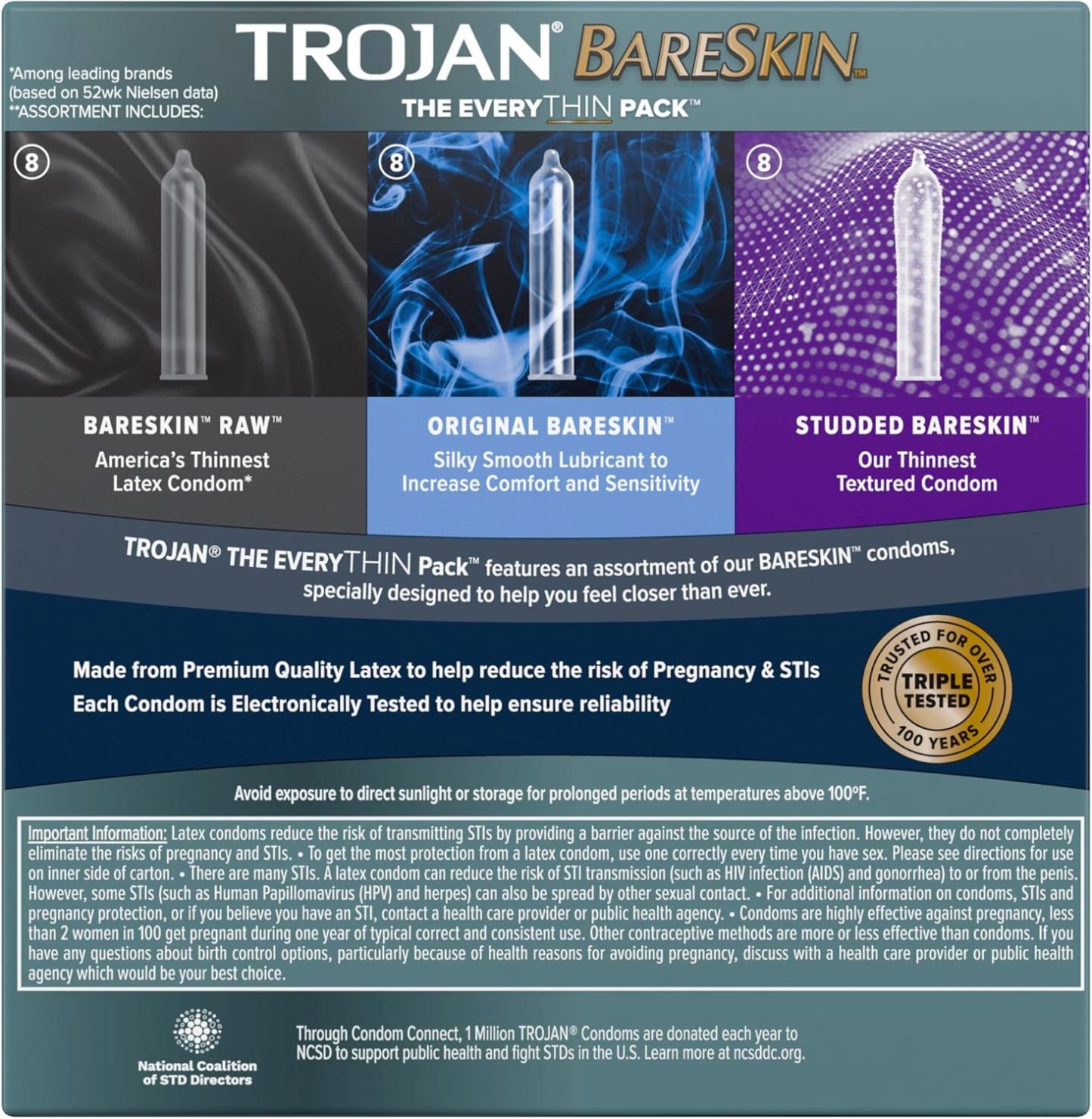 Trojan Bareskin 不同高級超薄潤滑安全套組合包 24片裝