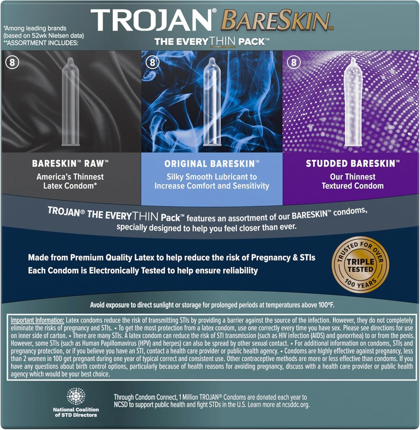 Trojan Bareskin 不同高級超薄潤滑安全套組合包 24片裝